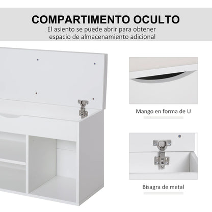 HOMCOM Schuhbank mit Sitzplatz – Moderne Schuhaufbewahrung für den Eingangsbereich mit Schublade, offenen Regalen und 1 Kissen für Flur 80x30x47cm