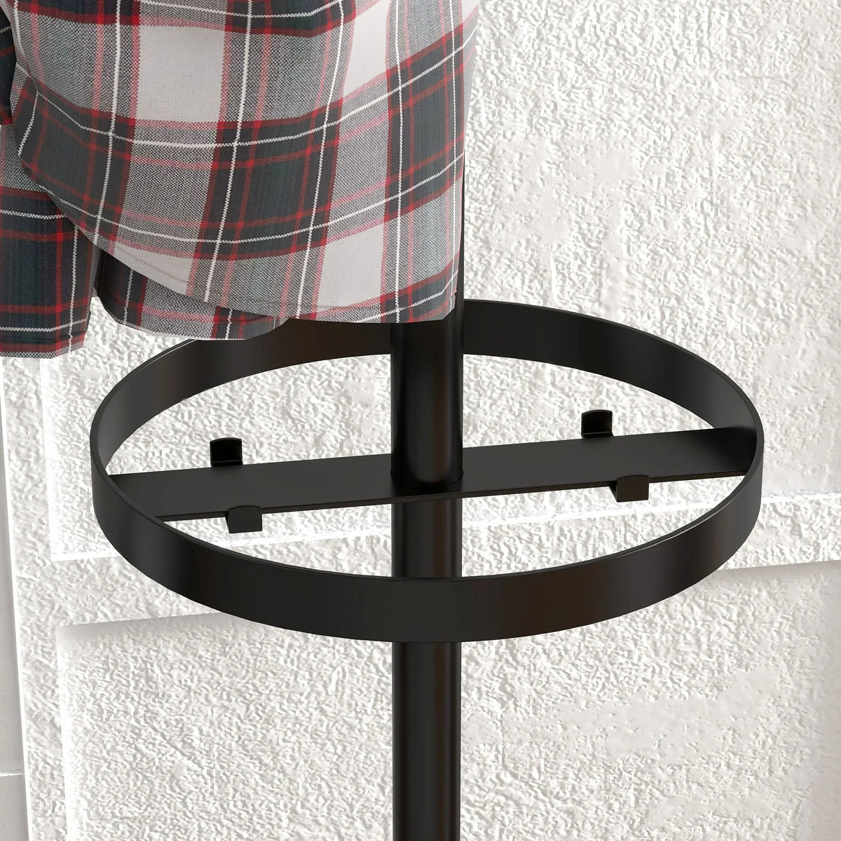 HOMCOM Freistehender Garderobenständer mit Regenschirmständer – Metall-Garderobe mit 12 Haken für Regenschirme und Taschen, Baumform für Flur, Eingangsbereich, Schlafzimmer Ø34x177 cm Schwarz