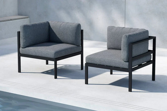 Gartenbank Eckmodul Nero - Aus Aluminium in Schwarz, Braun und Beige
