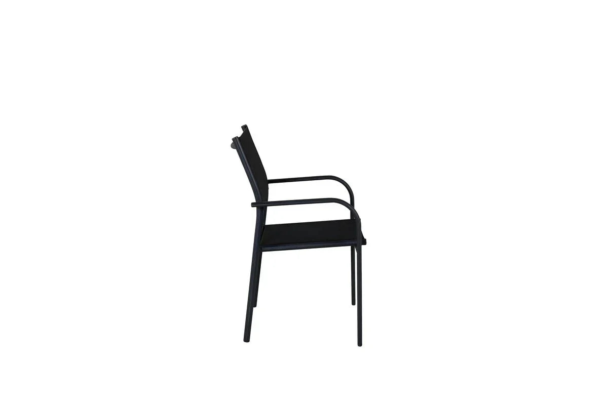 2er Set - Gartenstuhl Ronda aus Textilene und Aluminiumgestell in Schwarz
