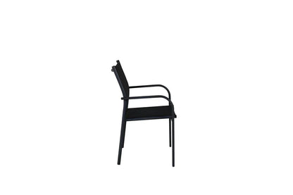 2er Set - Gartenstuhl Ronda aus Textilene und Aluminiumgestell in Schwarz