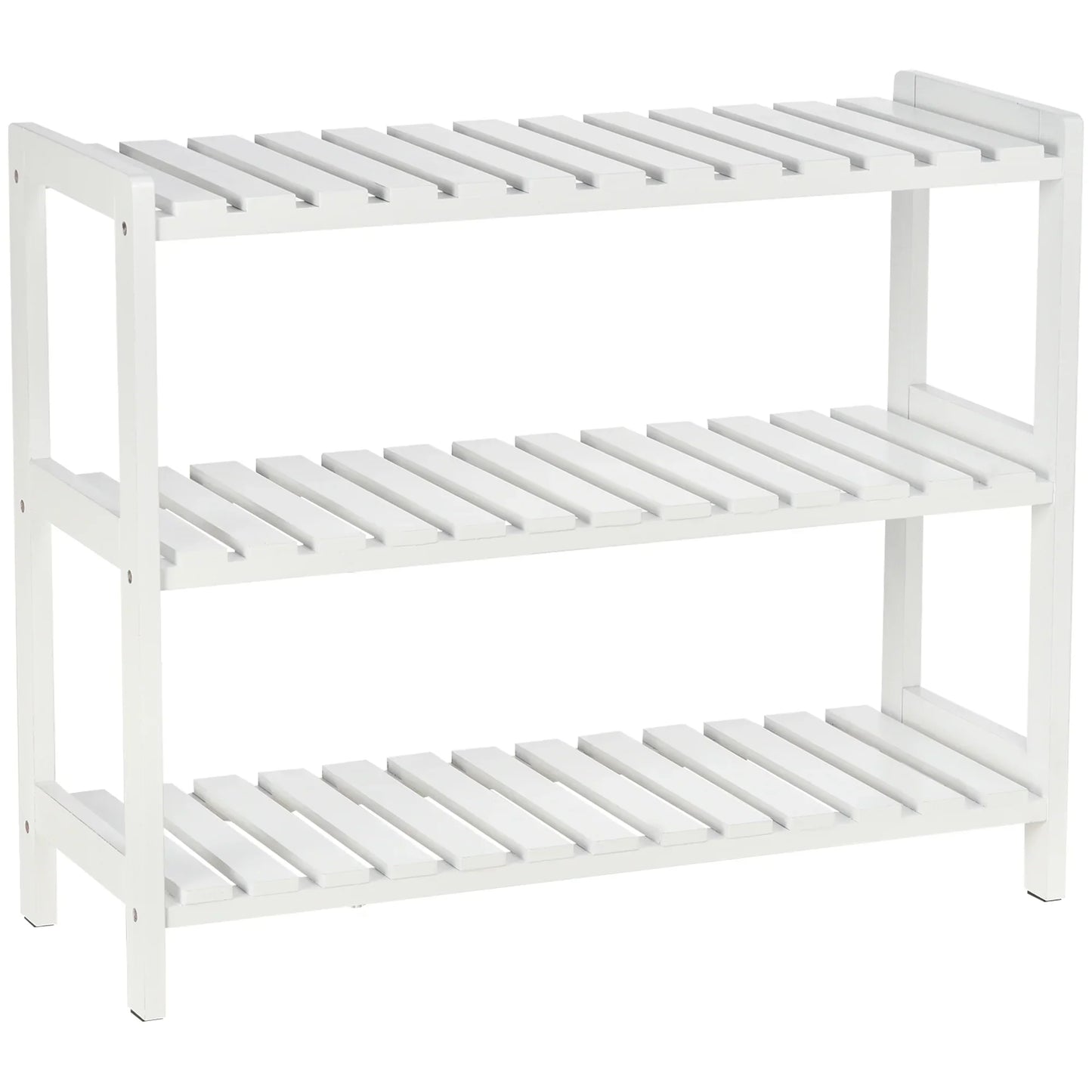 HOMCOM Holz Schuhregal 3-stufig für bis zu 9 Paar Schuhe im Eingangsbereich 70x26x57.5 cm Weiß