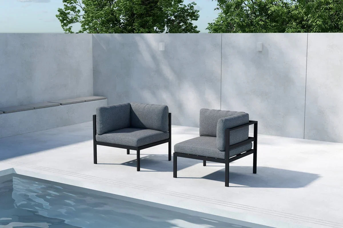 Gartenbank Eckmodul Nero - Aus Aluminium in Schwarz, Braun und Beige
