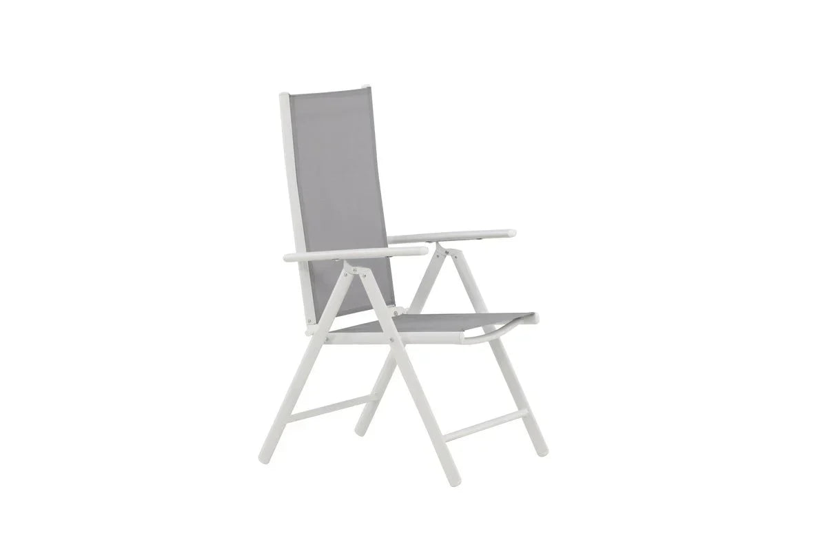 2er Set Gartenstuhl Awa - weißes Gestell aus Aluminium, Sitzfläche aus Textilene, verstellbare Rückenlehne