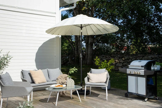 Garten Sonnenschirm Palma – Ø270 cm verfügbar in Weiß, Schwarz, Grau und Blau