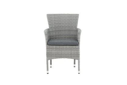 2er Set Gartenstuhl Isla - grauer Stuhl aus Aluminium und Rattan inklusive Sitzkissen