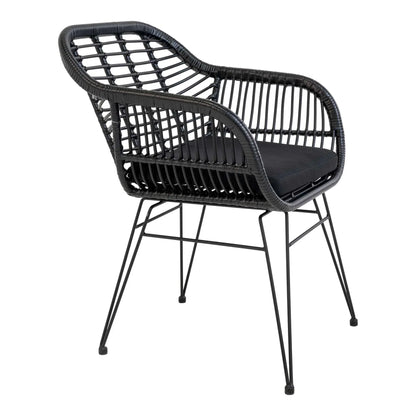 2er Set - Gartenstuhl Firenze Schwarz aus Stahl/Polyrattan