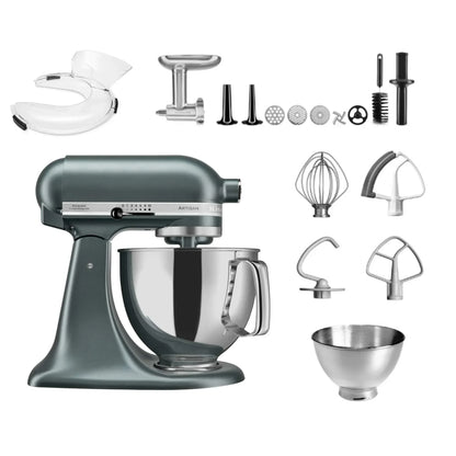 KitchenAid 4,8 L 5KSM175 Artisan Küchenmaschine Meatlover mit Ganzmetall- Fleischwolf und Spritzgebäckvorsatz