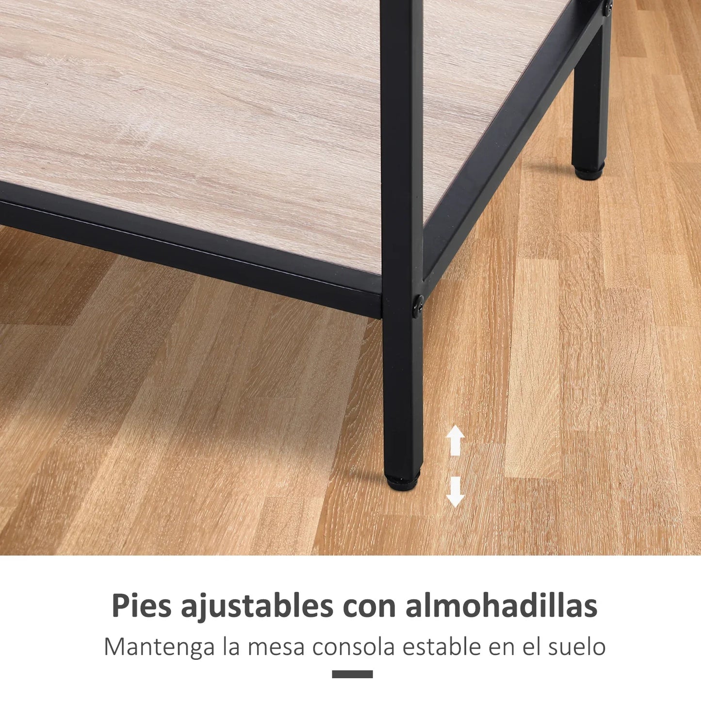 HOMCOM Konsolentisch im Industriestil mit Schubladen und Stahlstruktur für den Eingangsbereich 120x30x81,5 cm Eiche