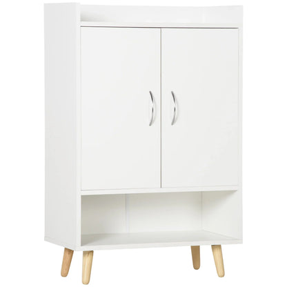 HOMCOM Moderner Schuhschrank mit 2 Türen und 4 Regalen für 12 Paar Schuhe, Ideal für Eingangsbereich, Wohnzimmer, Schlafzimmer 60x30x92 cm Weiß