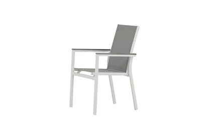 2er Set Gartenstuhl Ina - ein weiß-grauer Stuhl aus Aluminium und Textilene