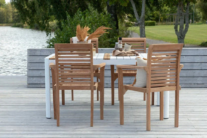 2er Set Gartenstuhl Tansania - aus massivem, poliertem Teakholz