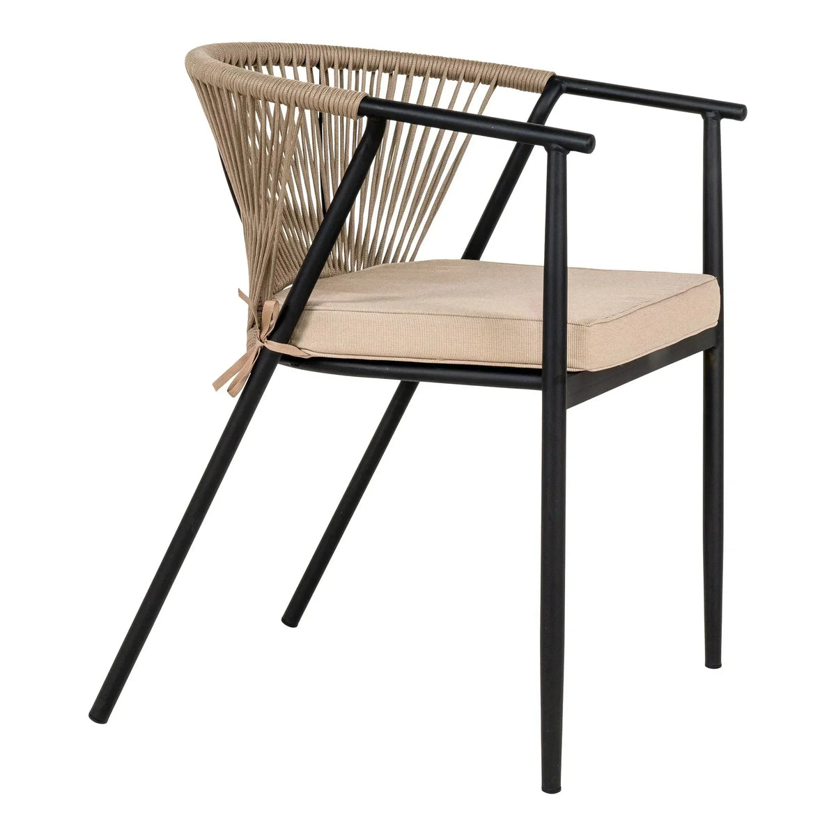 2er Set - Gartenstuhl Lazaro Schwarz/Beige