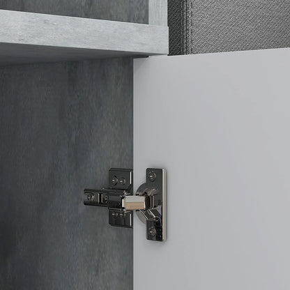 HOMCOM 4-in-1 Garderobenständer mit Spiegel, Haken und verstellbaren Innenregalen, Multitasking Holz-Garderobenmöbel mit Schublade, 145x29x184 cm, Grau und Weiß