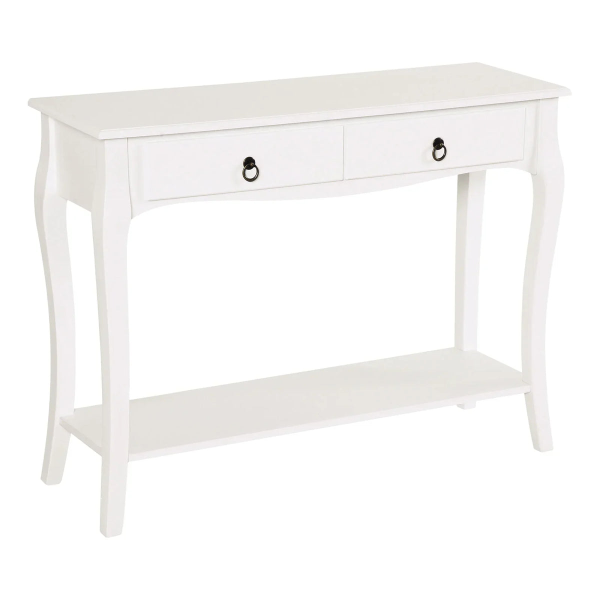 HOMCOM Konsolentisch Sideboard für Wohnzimmer und Flur, Akzenttisch mit Schubladen und Regal, elegantes Design 100x33x75cm Hochglanz Weiß