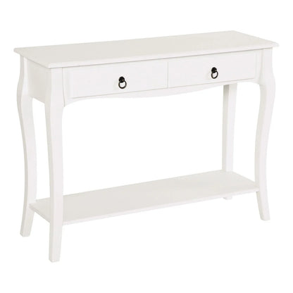 HOMCOM Konsolentisch Sideboard für Wohnzimmer und Flur, Akzenttisch mit Schubladen und Regal, elegantes Design 100x33x75cm Hochglanz Weiß