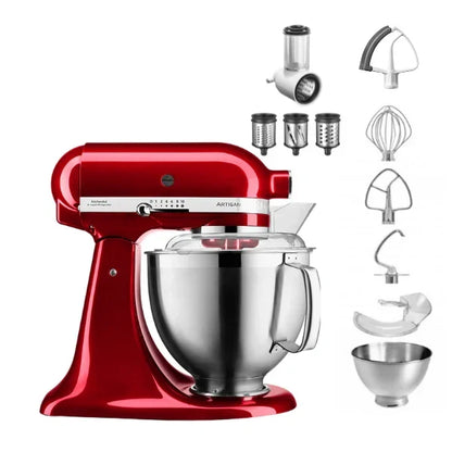 KitchenAid 4,8 L 5KSM185 Artisan Küchenmaschine Beginnerset Artisan Gemüseschneider+Flexirührer