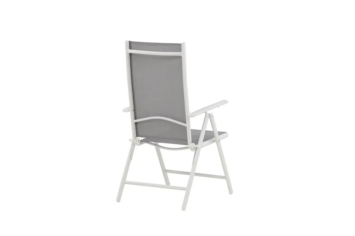 2er Set Gartenstuhl Awa - weißes Gestell aus Aluminium, Sitzfläche aus Textilene, verstellbare Rückenlehne
