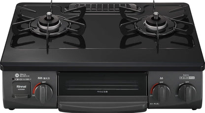 Rinnai Gas Stove for City Gas, Approx. 56 cm Wide, Single-Sided Grill, High-Power Right Burner, KG35NBKR/13A, Black