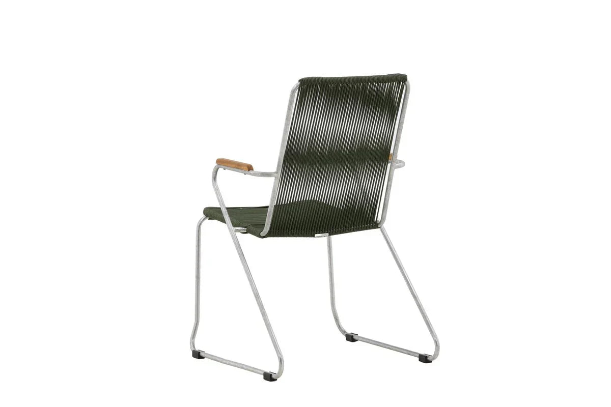 2er Set - Gartenstuhl Malta aus Metall, farbiges Seilgeflecht