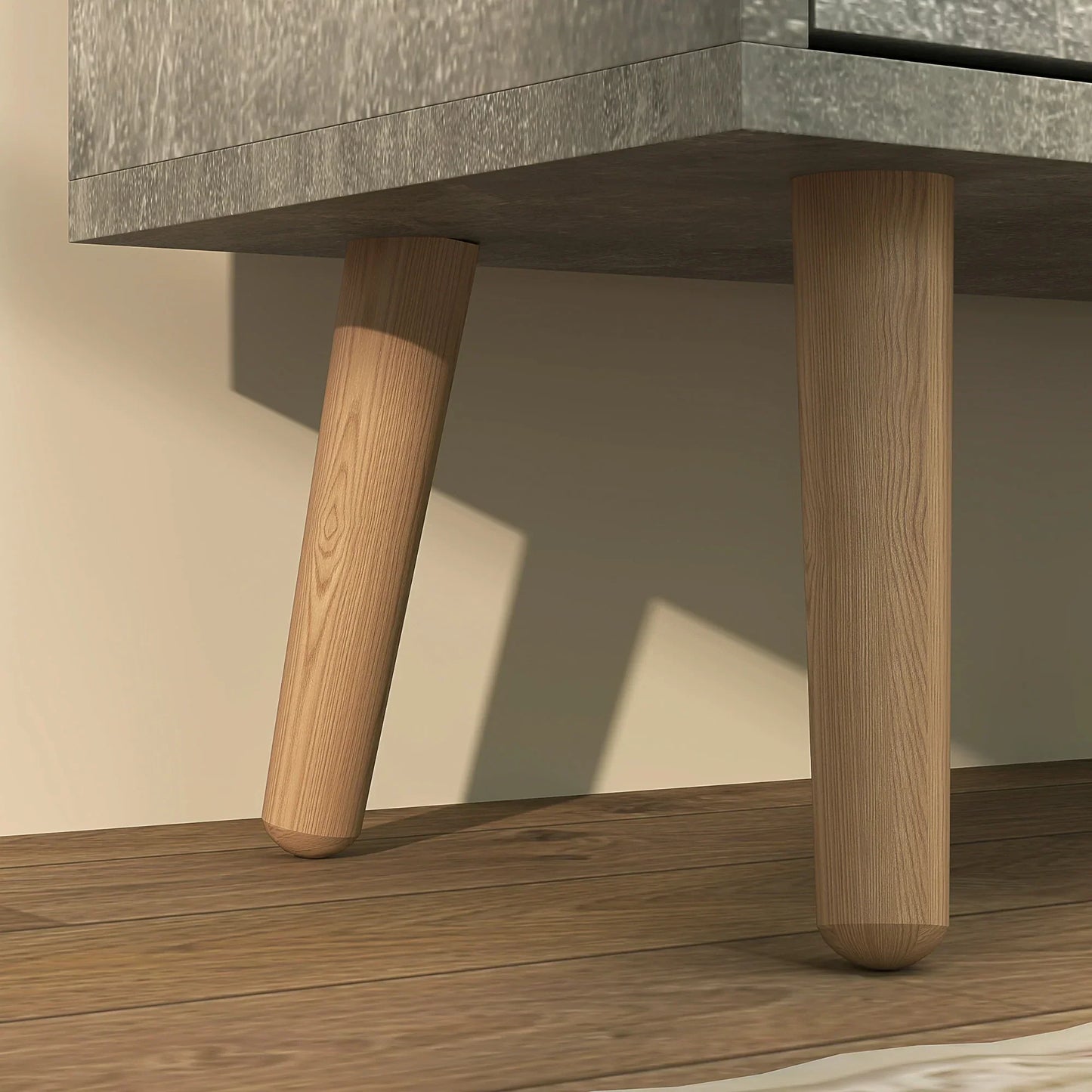 HOMCOM Schuhschrank für den Eingangsbereich mit 4 Klapptüren auf 2 Ebenen für 16 Paar Schuhe, platzsparender Schuhschrank mit verstellbaren Regalen aus Spanplatte und Kiefernholz, 95x26x95 cm, Grau