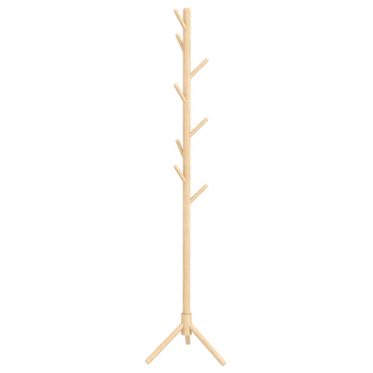 HOMCOM Freistehender Kleiderständer mit 8 Haken - Holz Kleiderbaum für Flur, Eingangsbereich, Schlafzimmer 40x40x165 cm Natur