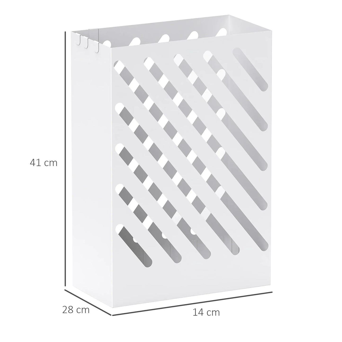 HOMCOM Regenschirmständer mit 4 Haken und herausnehmbarer Tropfschale - Regenschirmhalter für Gehstöcke & Regenschirme, Stahl 28 x 14 x 41 cm Weiß