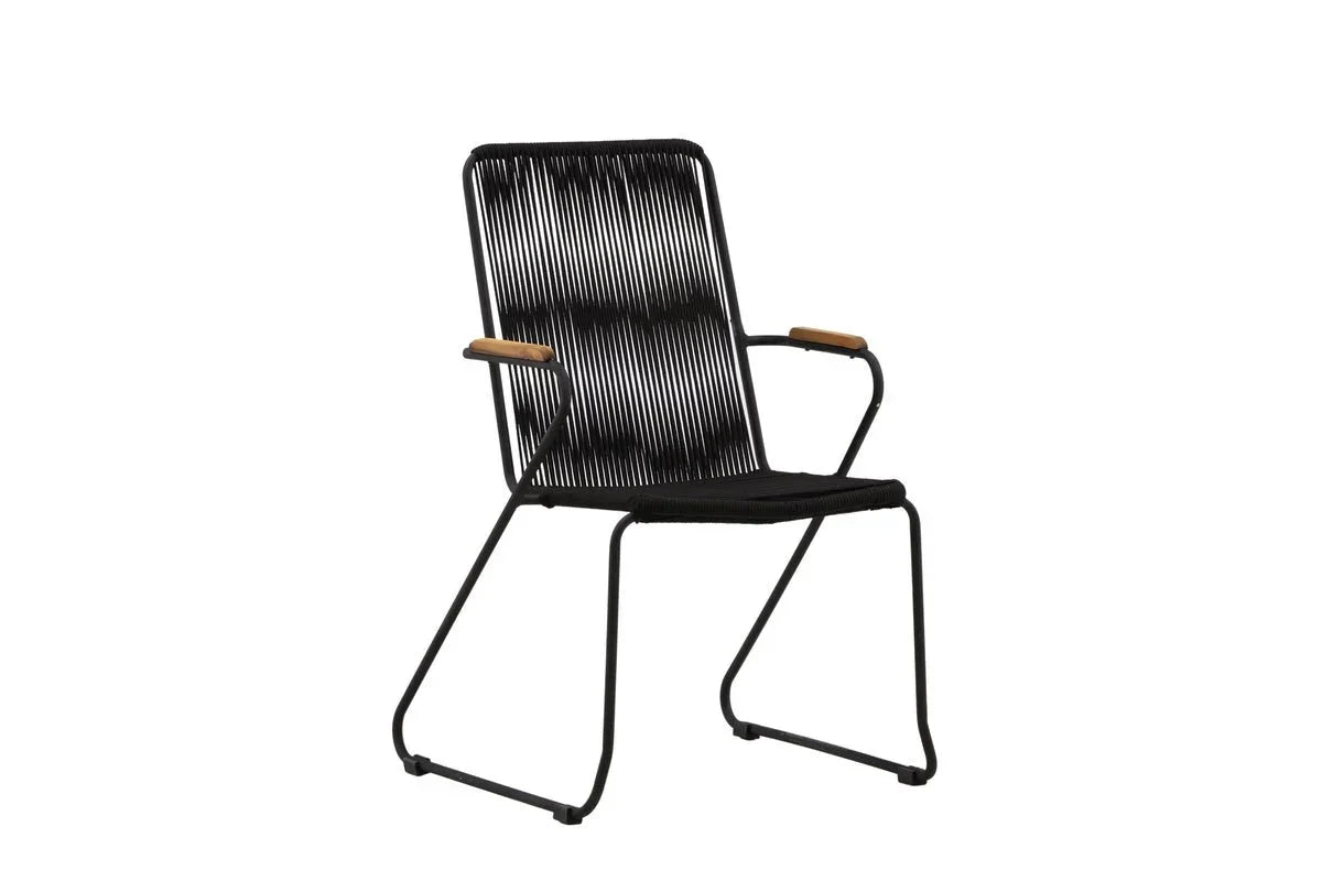 Gartenstuhl Sila - ein stilvoller Stuhl mit Holzakzenten in Schwarz oder Beige