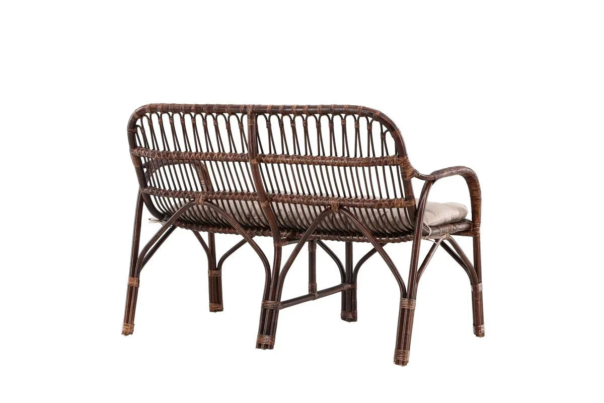 Gartenbank Tobias - Aus Rattan in der Farbe Dunkelwalnuss