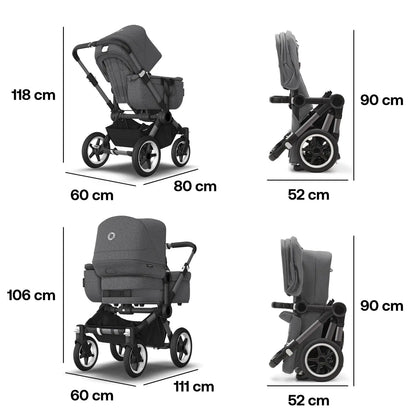 B-Ware Bugaboo Kinderwagen Mono Babywagen Donkey 5 Grey Melange Erweiterbar