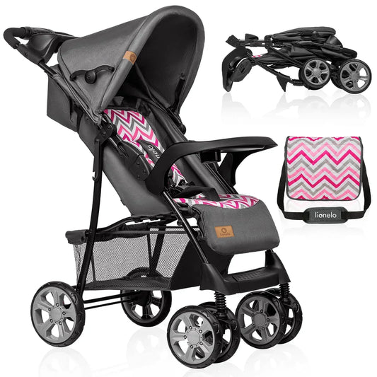 LIONELO Emma Plus Passeggino fino a 15 kg, passeggino sportivo per bambini, leggero, moderno, piccolo, con posizione reclinabile, pieghevole, ruote grandi, cestino grande