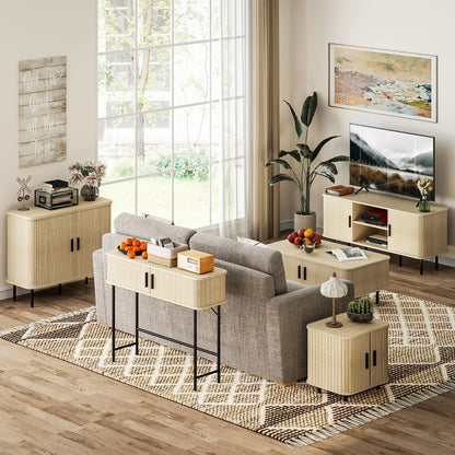 HOMCOM Vintage Konsolentisch Sideboard mit 2 Schiebetüren und Fächern für Flur 100x30x80 cm Eiche