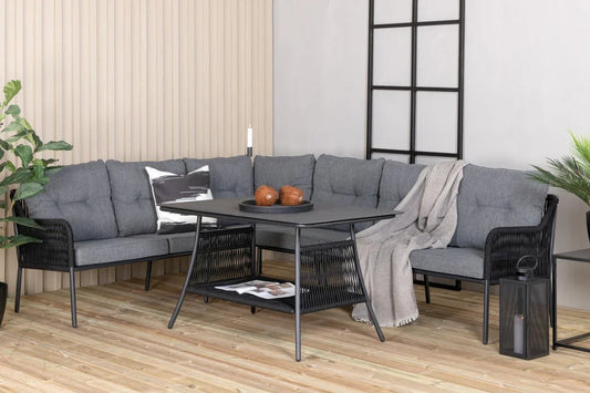 Set Lounge Madrid – in nero, in corda di poliestere e metallo
