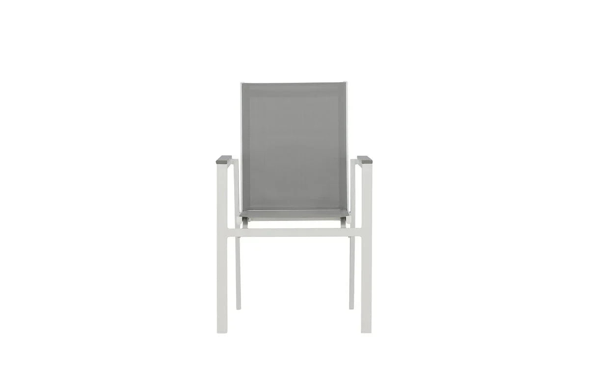 2er Set Gartenstuhl Ina - ein weiß-grauer Stuhl aus Aluminium und Textilene