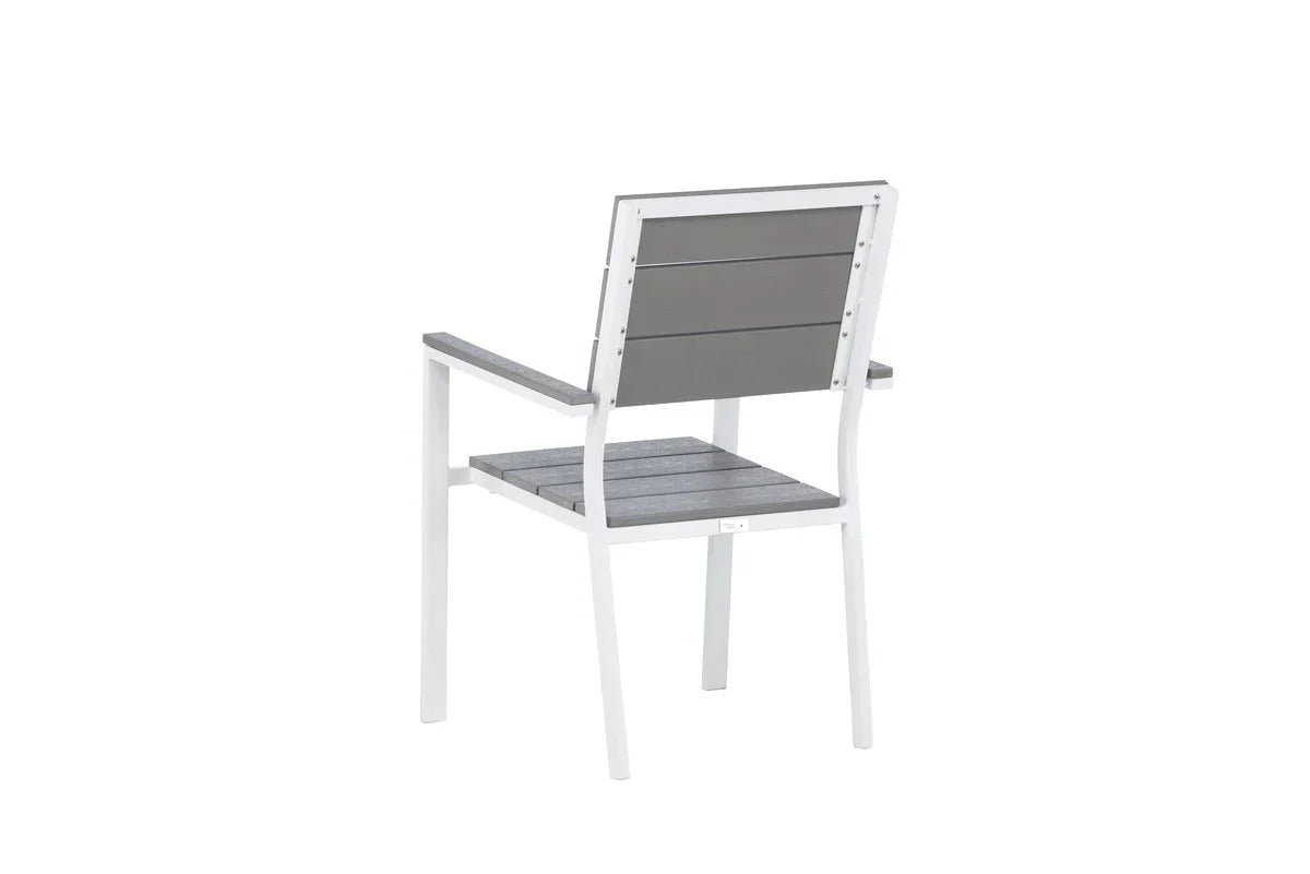 2er Set - Gartenstuhl Vita in Weiß/Grau aus Aluminium und Aintwood-Sitzfläche