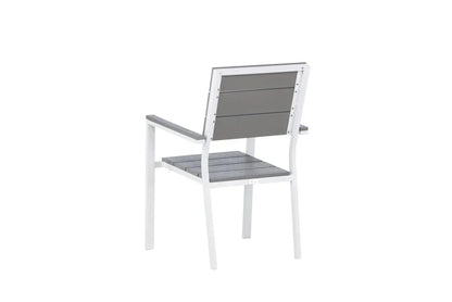2er Set - Gartenstuhl Vita in Weiß/Grau aus Aluminium und Aintwood-Sitzfläche