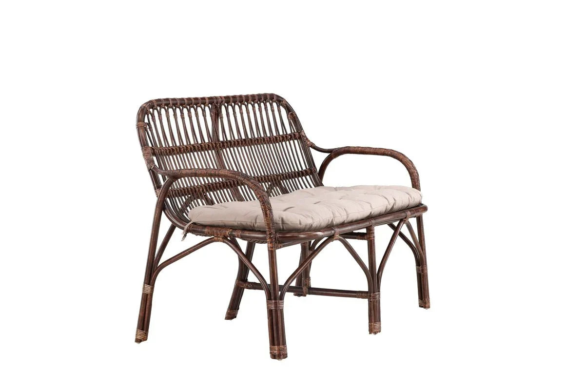 Gartenbank Tobias - Aus Rattan in der Farbe Dunkelwalnuss