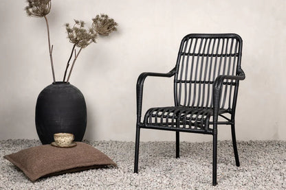 Gartenstuhl Tivaro - aus Rattan in Schwarz