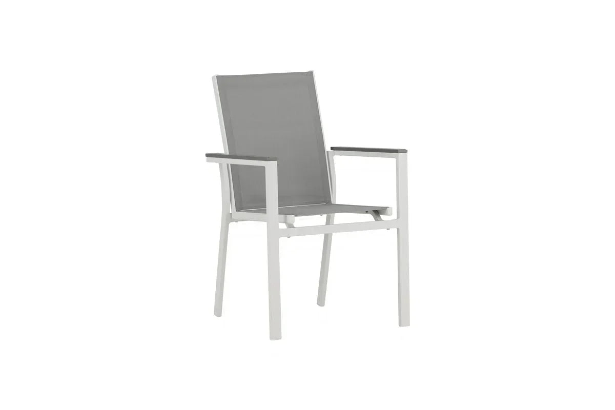 2er Set Gartenstuhl Ina - ein weiß-grauer Stuhl aus Aluminium und Textilene