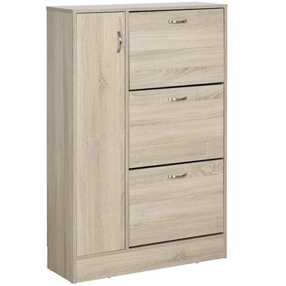 HOMCOM 2-in-1 Schuhschrank für Schuhe und Regenschirme, Großer Schrank mit verstellbarem Regal für 12 Paar, 79x26x120 cm, Holz