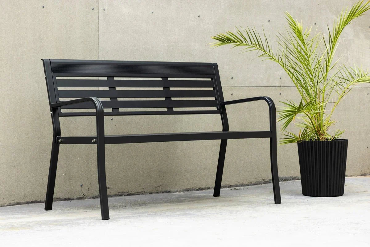 Gartenbank Mineral - Zeitloses Design aus schwarzem Aluminium