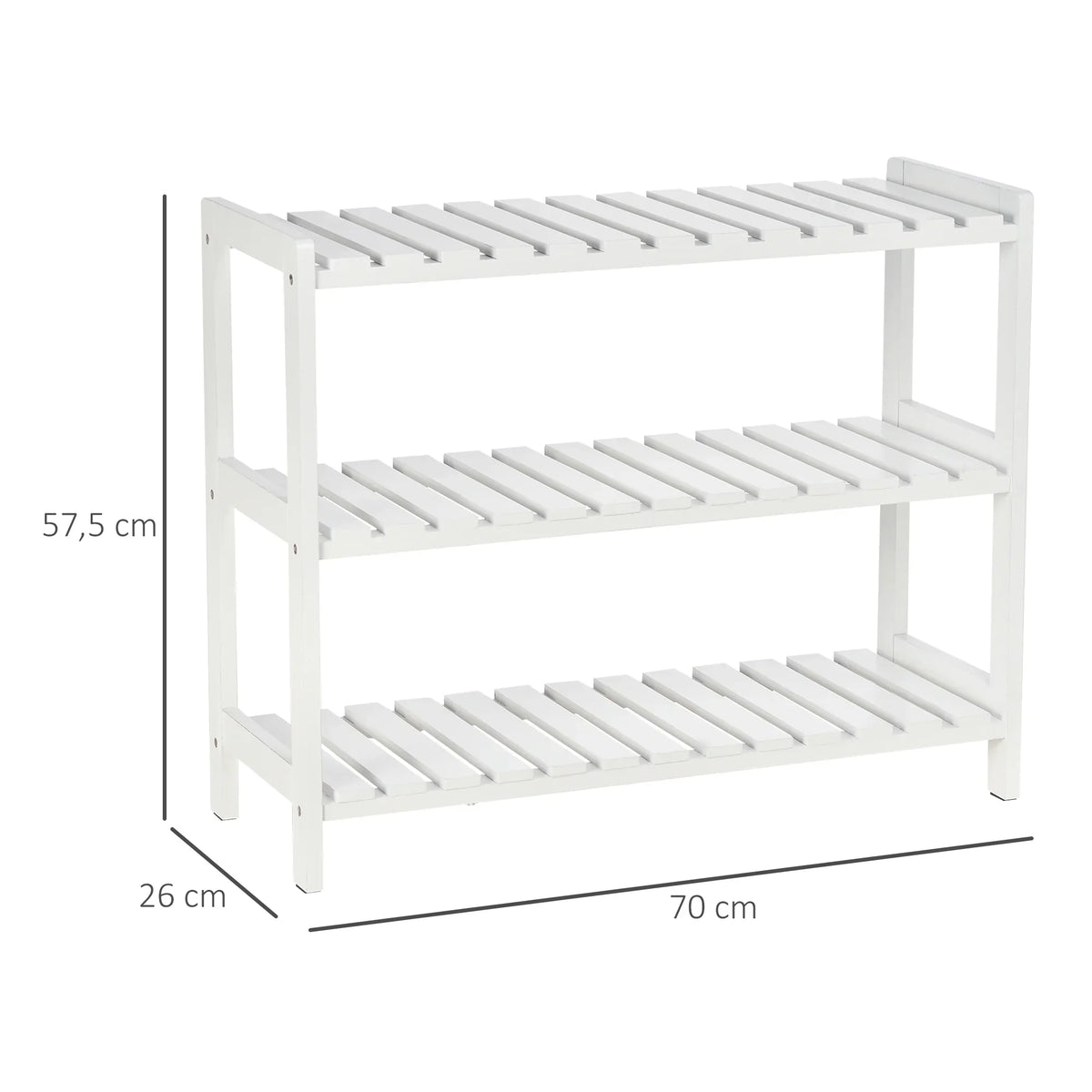 HOMCOM Holz Schuhregal 3-stufig für bis zu 9 Paar Schuhe im Eingangsbereich 70x26x57.5 cm Weiß