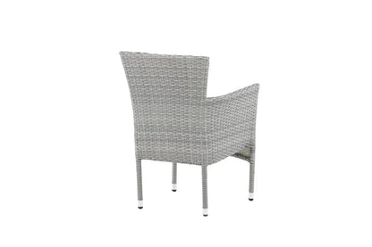2er Set Gartenstuhl Isla - grauer Stuhl aus Aluminium und Rattan inklusive Sitzkissen