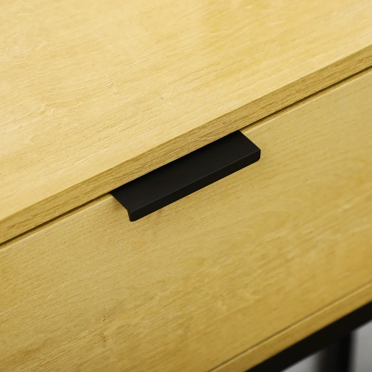 HOMCOM Konsolentisch mit Schublade Moderner Beistelltisch mit Stahlbeinen für Flur, Wohnzimmer, Schlafzimmer 80x30x76 cm Natur