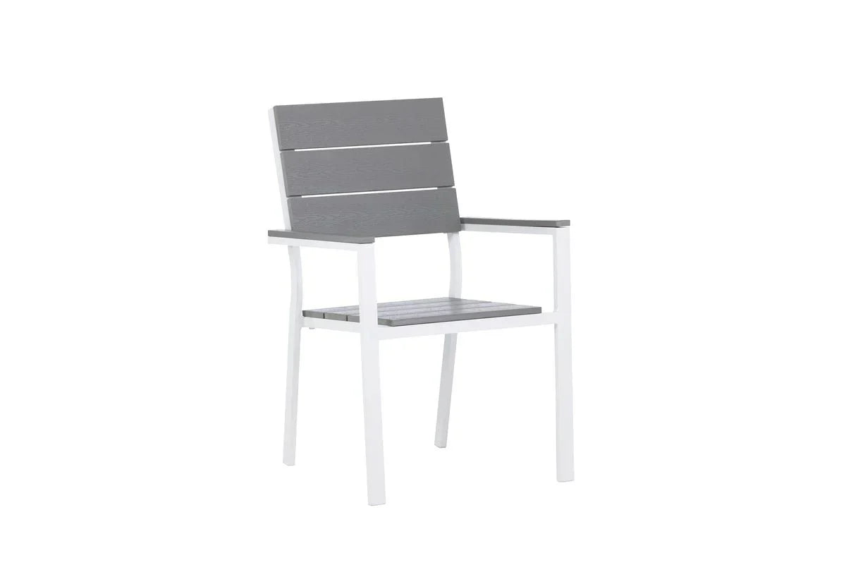 2er Set - Gartenstuhl Vita in Weiß/Grau aus Aluminium und Aintwood-Sitzfläche
