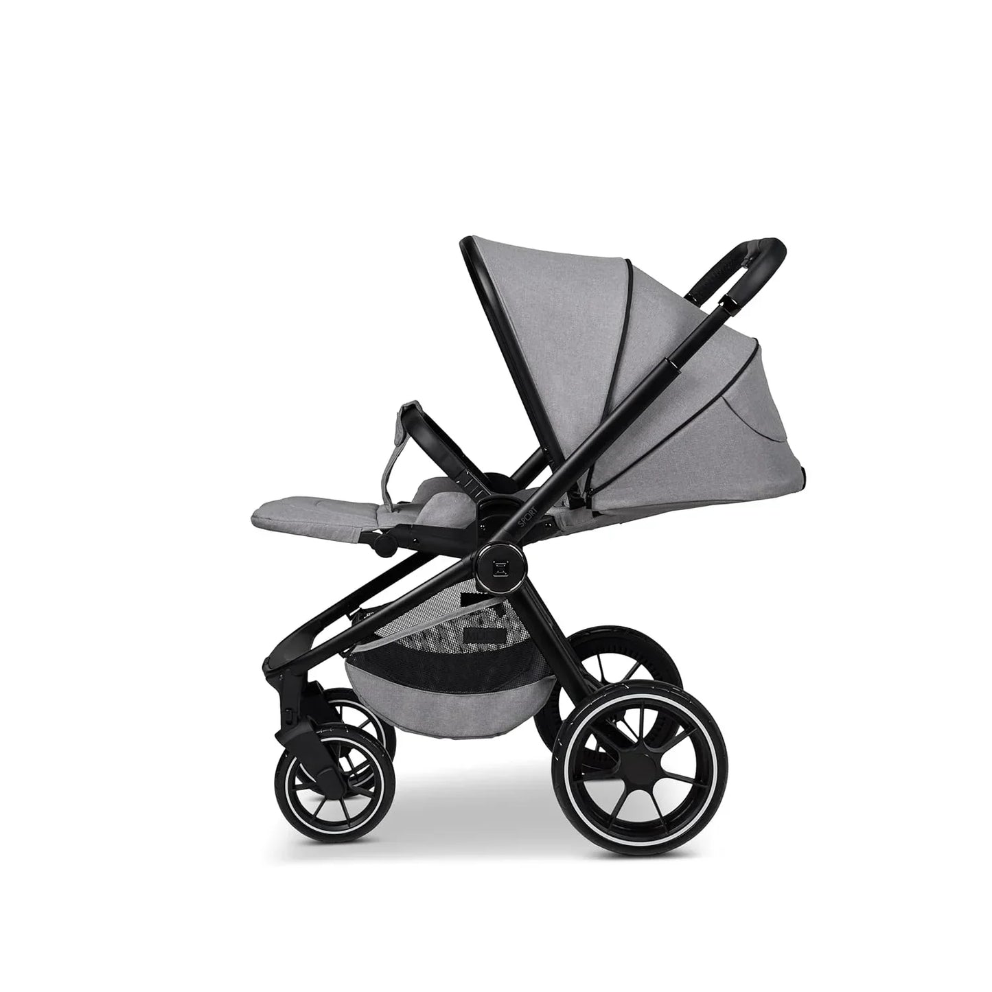 MOON SPORT stone/melange, Sportwagen-Buggy mit Liegefunktion, bis 22kg, UV-Schutz 50+, zusammenklappbar, großer Korb, Kollektion 2025