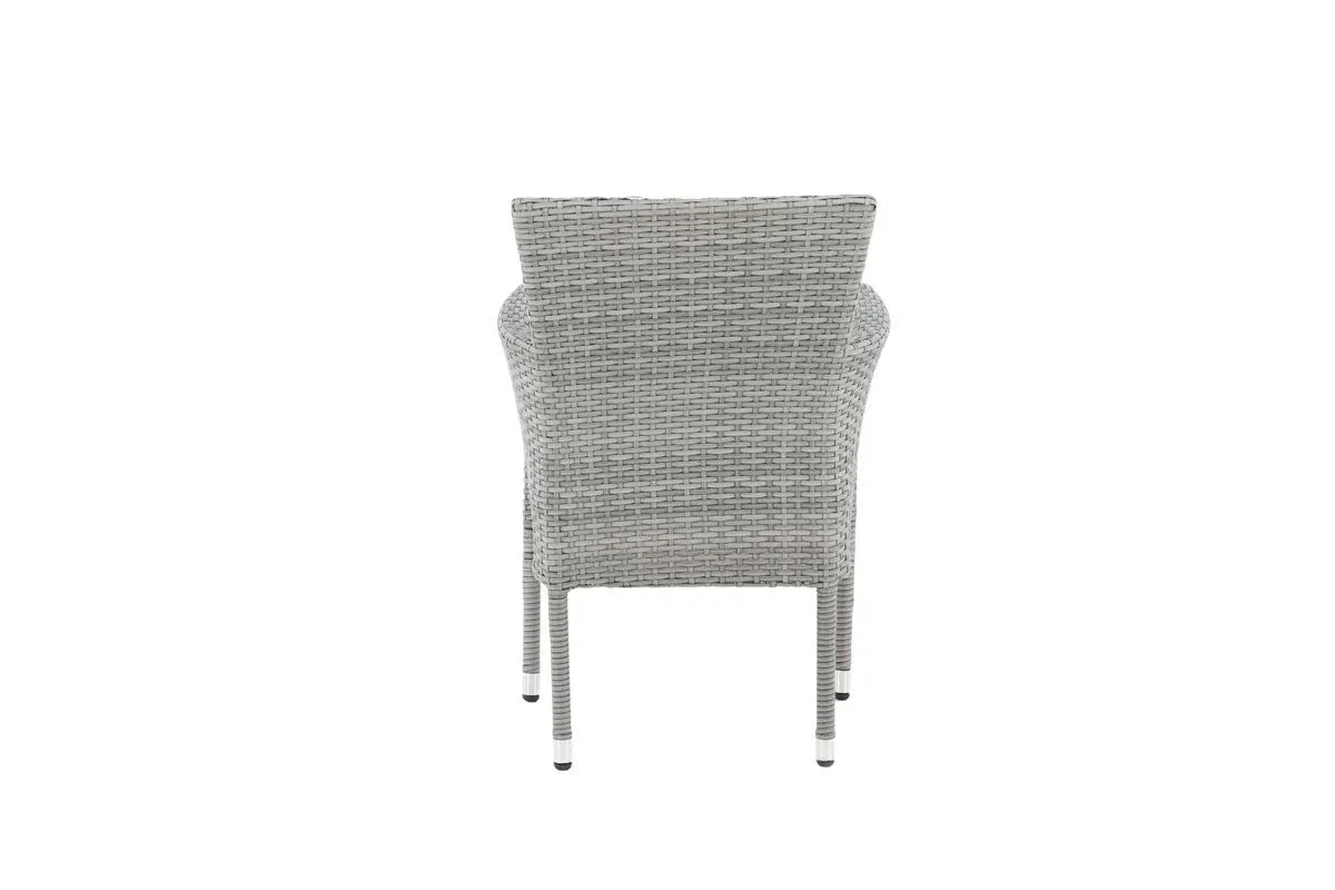2er Set Gartenstuhl Isla - grauer Stuhl aus Aluminium und Rattan inklusive Sitzkissen