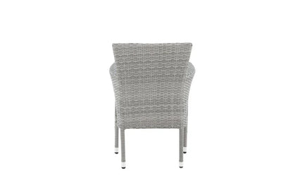 2er Set Gartenstuhl Isla - grauer Stuhl aus Aluminium und Rattan inklusive Sitzkissen