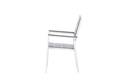 2er Set - Gartenstuhl Vita in Weiß/Grau aus Aluminium und Aintwood-Sitzfläche