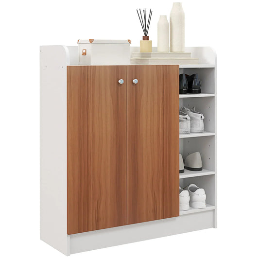 HOMCOM Scarpiera a 2 ante – Scarpiera stretta con ripiani regolabili per 12 paia di scarpe – 83x30x90 cm Naturale